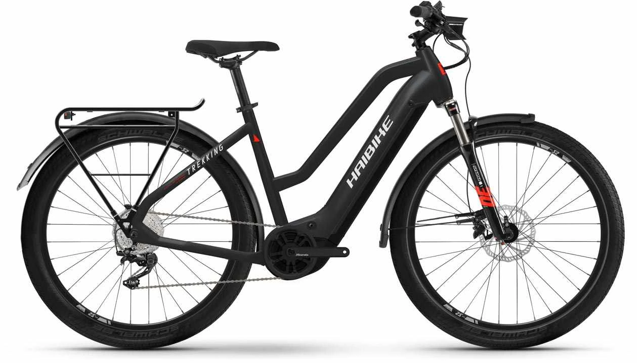 Haibike Trekking 6 Matte Blk Red Reflex Touring E-Bike Women