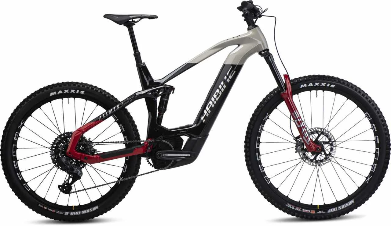 Haibike AllMtn CF SE Gloss Blk Grey Red Chrome E-Bike Fully Mountainbike