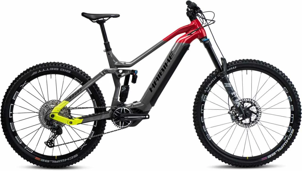 Haibike Nduro 7 Gloss Grey Red Lime Blk E-Bike Fully Mountainbike