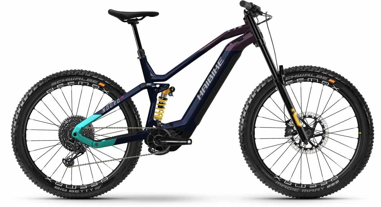 Haibike Nduro 8 Freeride Gloss Navy Pink Aqua Titan E-Bike Fully Mountainbike