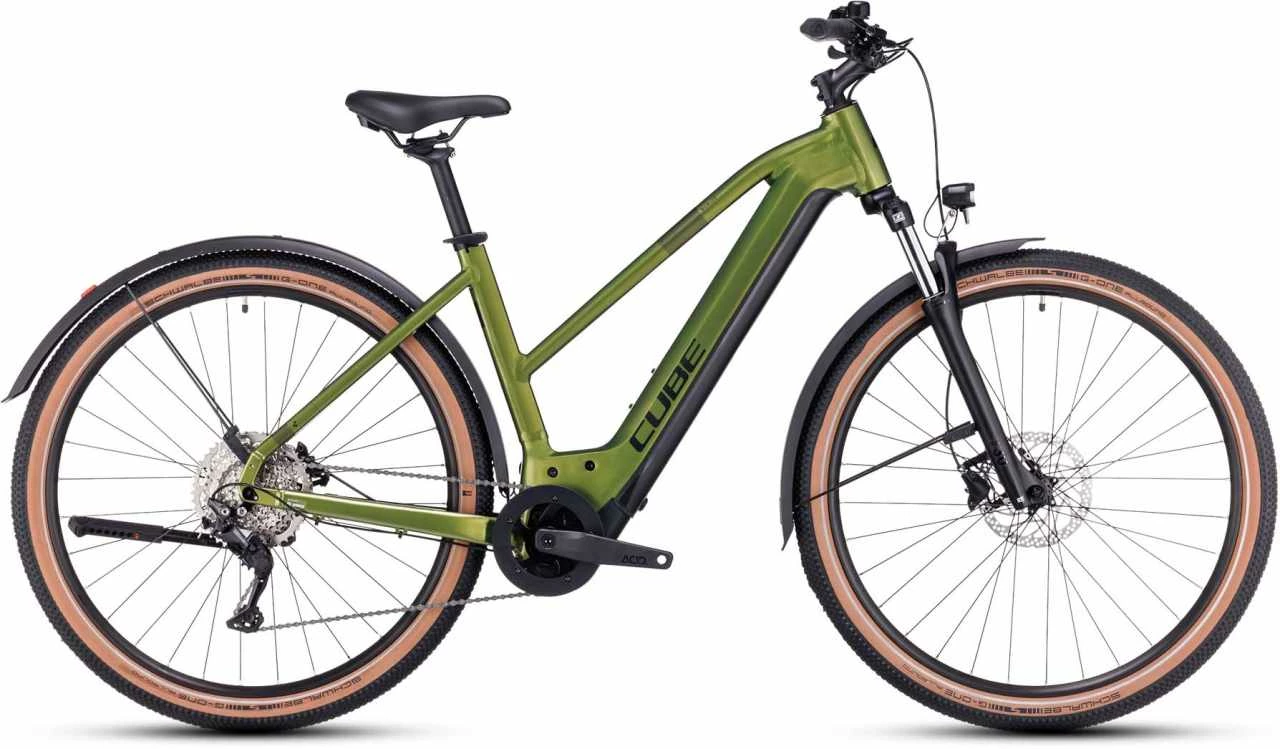 Cube Nuride Hybrid Pro 625 Allroad Shinymoss N Black Touring E-Bike Women