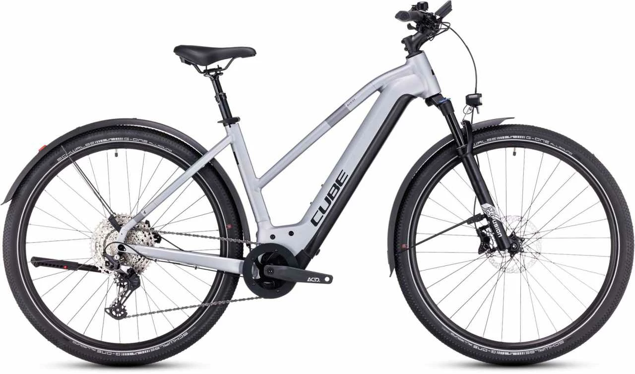 Cube Nuride Hybrid EXC 750 Allroad Polarsilver N Black Touring E-Bike Women