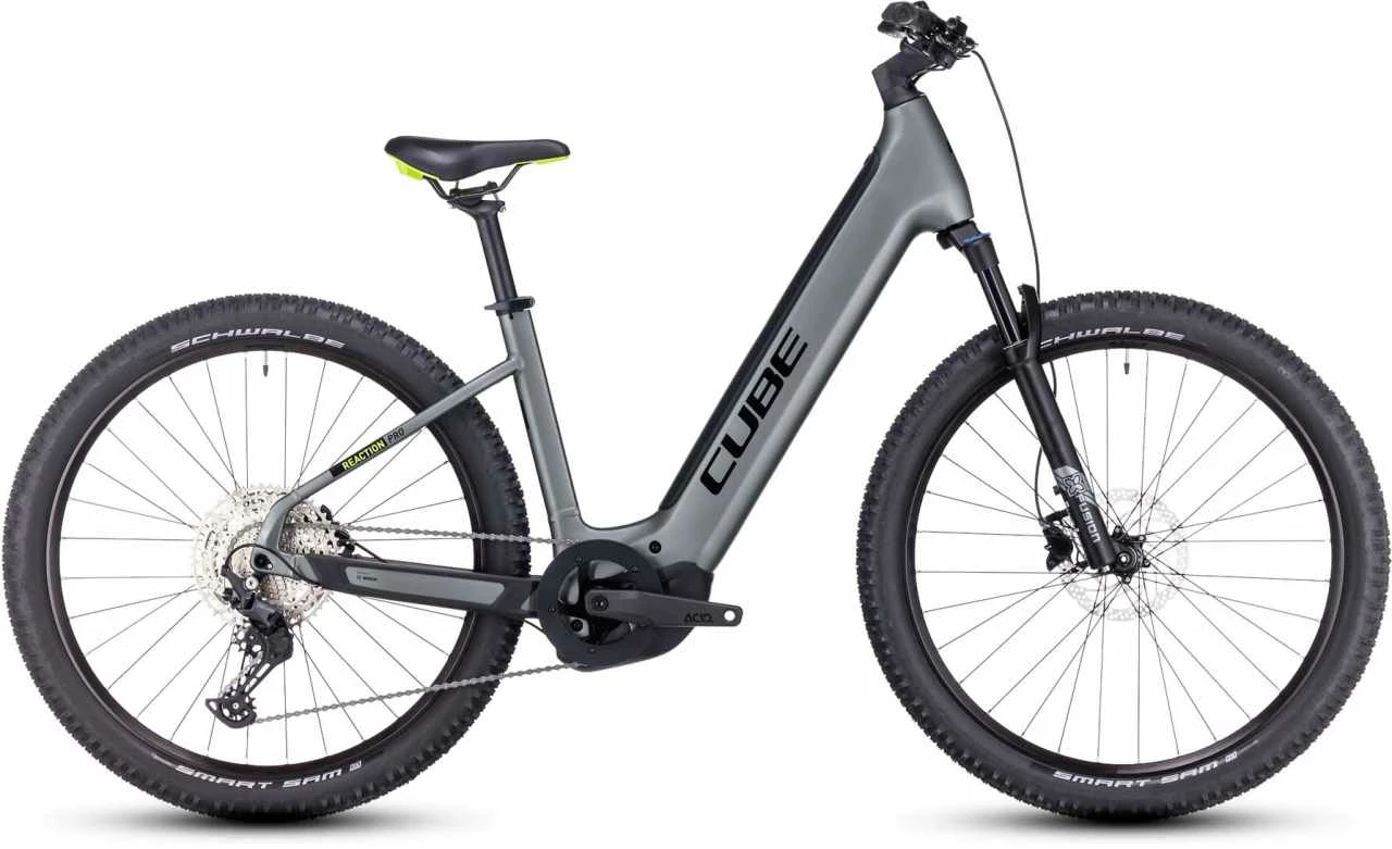 Cube Reaction Hybrid Pro 625 Flashgrey N Green E-Bike Hardtail Mountainbike Easy Entry