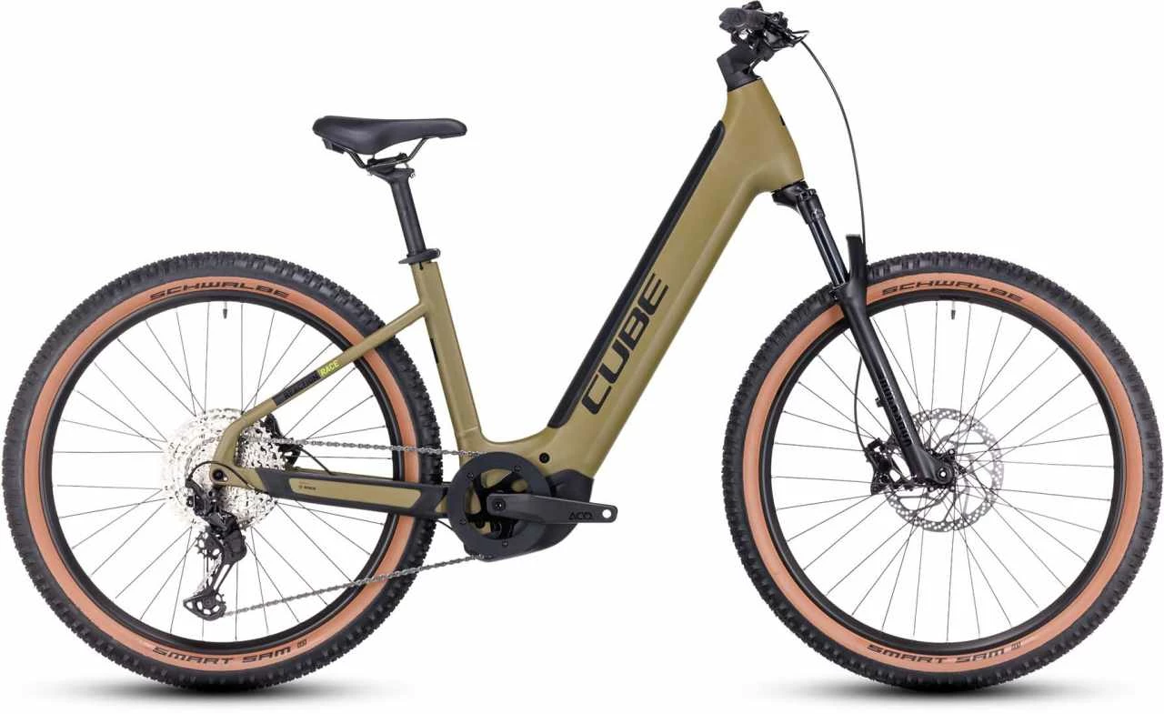 Cube Reaction Hybrid Race 750 Olive N Green E-Bike Hardtail Mountainbike Easy Entry